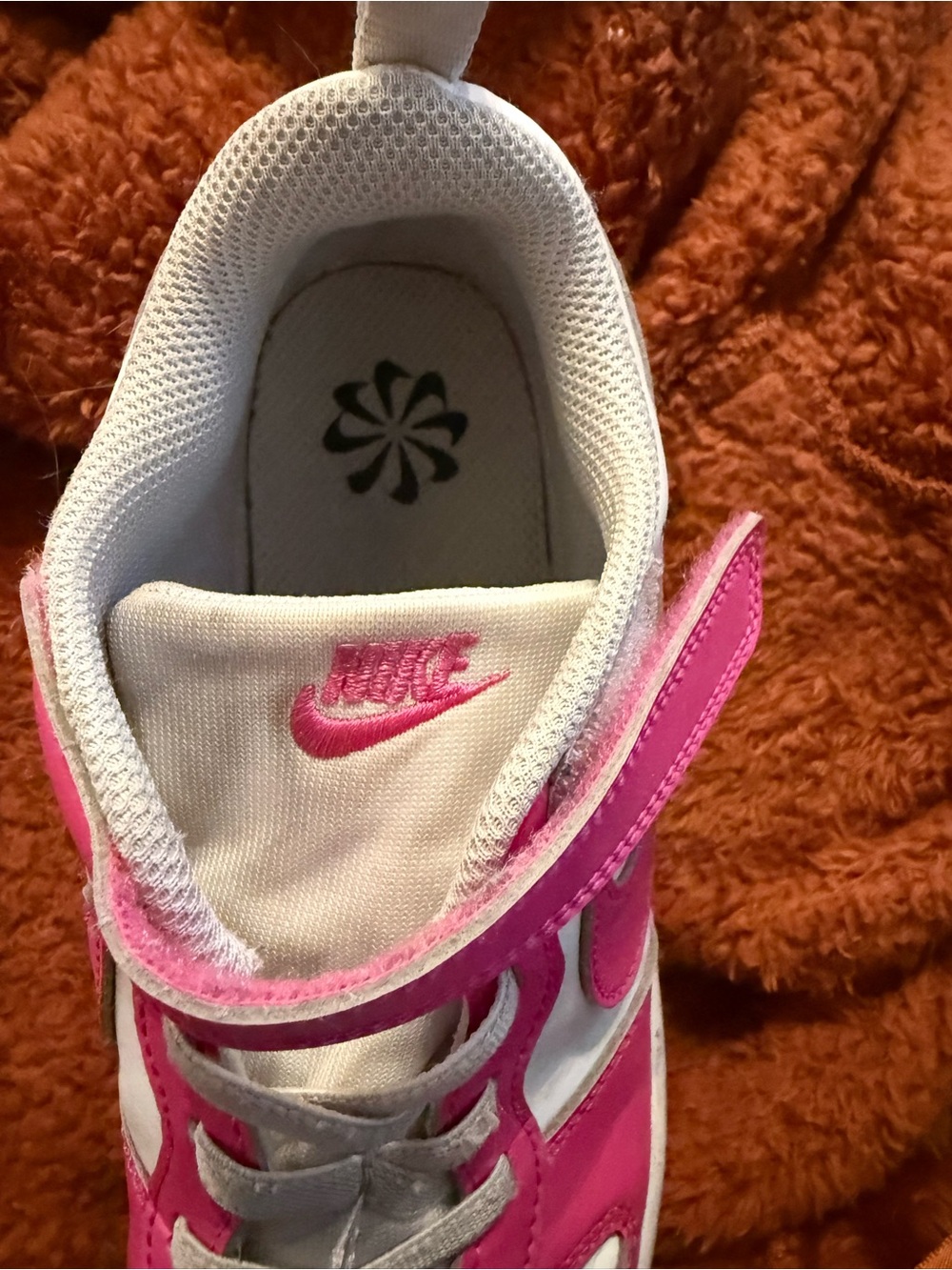 Nike Court Borough Low Sneakers kids size 3Y white/ laser fuchsia pink - Picture 9 of 10